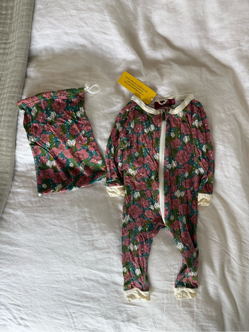 Milkbarn Floral Zip One-Piece in Pink, Green & Cream BRAND NEW